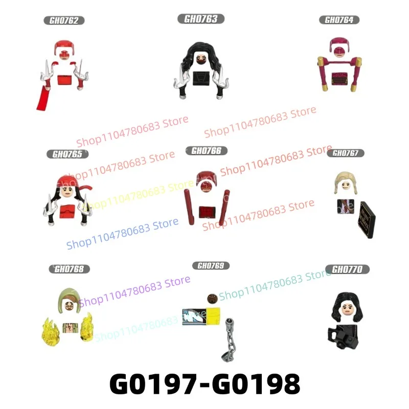 MOC 빌딩 블록 미니피규어 G0197-G0198 조립 모델 장식품, 애니메이션 T..