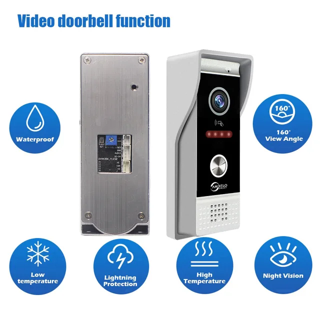 4.3 Inch LCD Video Intercom System for Home Support 2 Way Intercom RFID Card Unlock Metal Doorbell with Lock Set 6