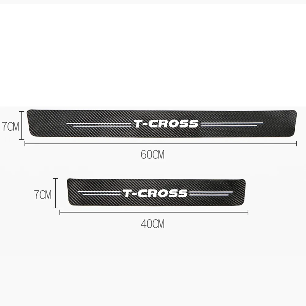 Car sticker carbon fiber decorative strip door sill For T-CROSS TCROSS accessories car door sill pedal