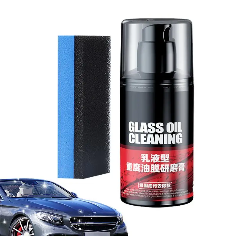 

Car Glass Oil Film Cleaner 100g Glass Cleaning Cream with Sponge Easily Restore Glass Clarity for Tinted and Non-Tinted Windows