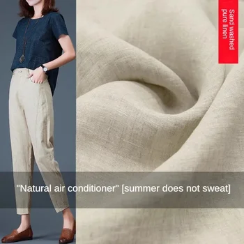 Thin Pure Linen Fabric By The Meter for Needlework Dress Skirt Shirt T-shirt Pants Diy Sewing Plain Soft Breathable Summer Cloth 1