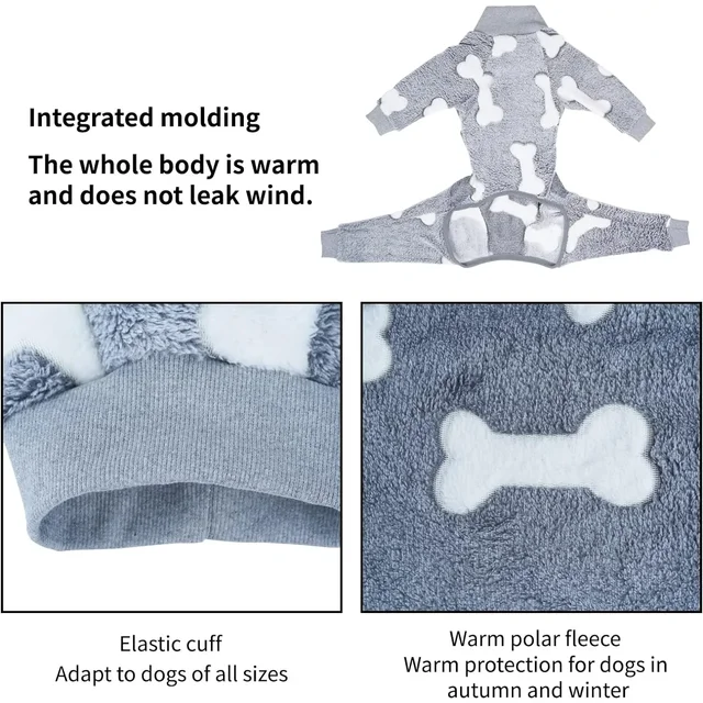Winter Clothes for Dogs Pajamas Jumpsuit Four Legs Winter Onesies for Medium Large Dogs Warm Puppy Jumpsuit Dog Clothes 4