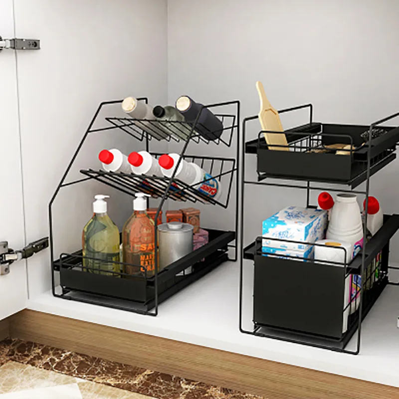 

Multi Layer Floor Mounted Iron Partition Seasoning And Cleaning Supplies Rack Kitchen Sink Storage Rack