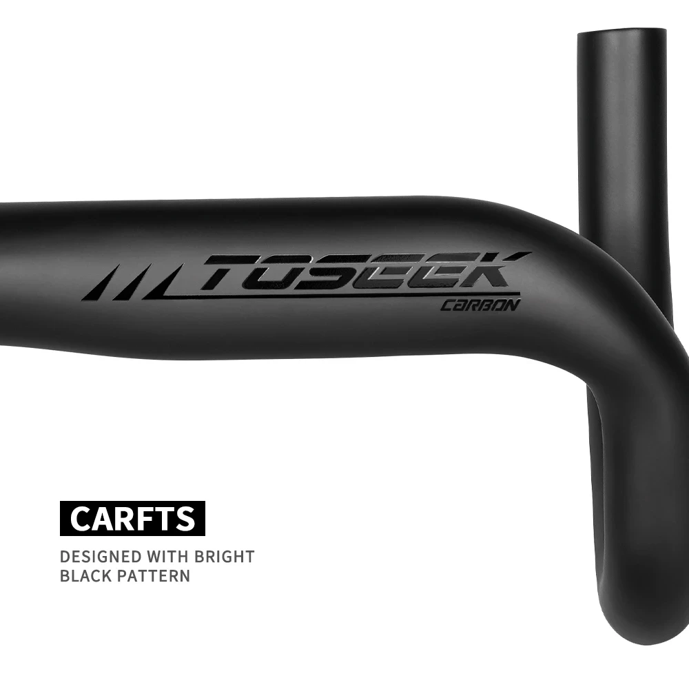 TOSEEK Black Matte Carbon Fiber Bicycle Handlebar Road Bent Bar Road Bike Accessories 380mm 400mm 420mm 440mm