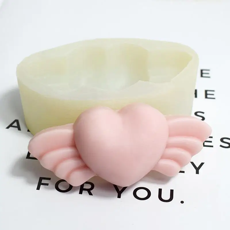 

Valentines Day Silicone Mold DIY Love Angel Wings Cake Decor Molds Multifunctional Heart Shaped Epoxy Resin Casting Candle Molds