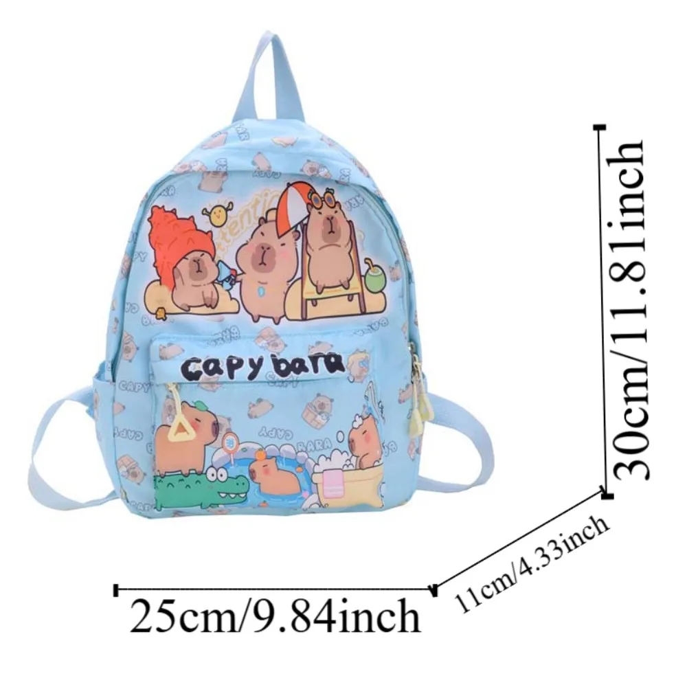 Thickened Capybara Backpack Wide Straps Nylon Cartoon Animal Daypack Lightweight Foldable Large Capacity School Bag Students