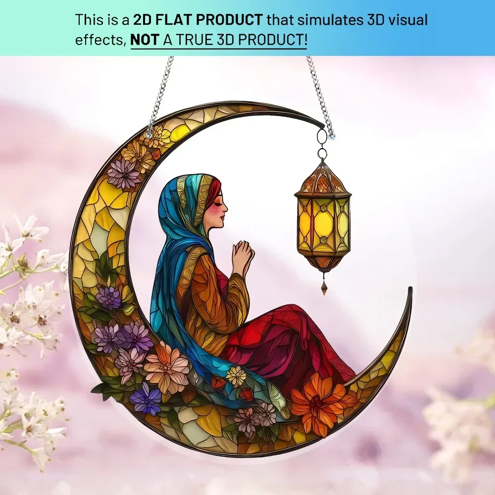 1pcs 2D Acrylic Ramadan Window Door Sign Hanging Decoration-Eid Mubarak & Happy Mawlid Al Nabi  Ramadan Festival Decoration 3