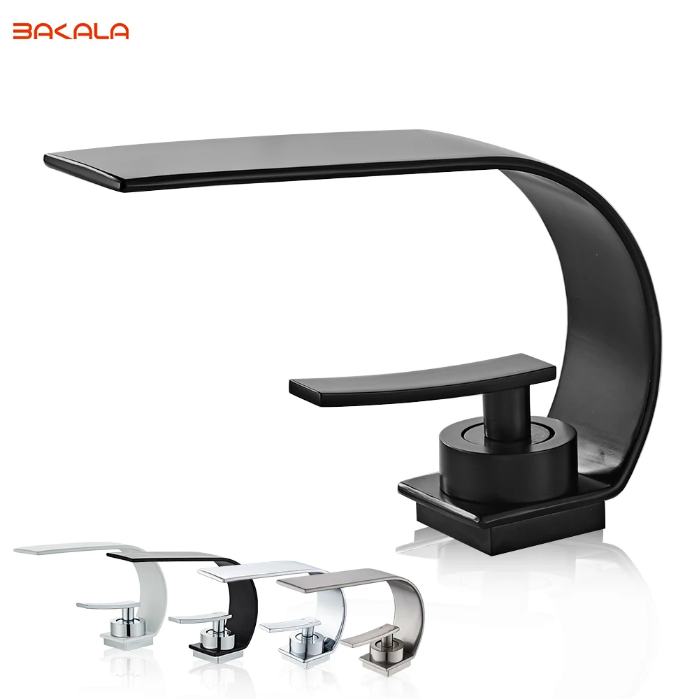 BAKALA Curve Single Handle Hot And Cold Water Faucet Waterfall Water Bathroom Sink Faucet 304 Stainless steel Mixer Tap basin faucet bathroom faucet stainless steel faucet
