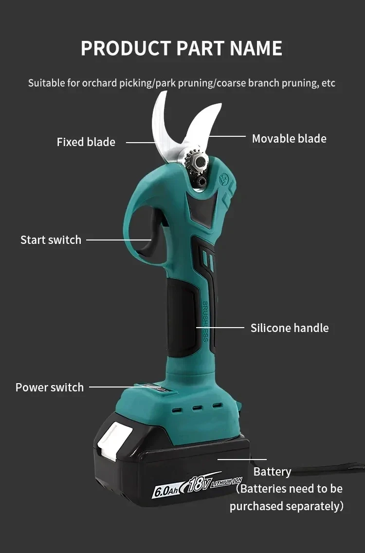 18v Battery Compatible Cordless Pruning Shears Professional Electrician Scissors