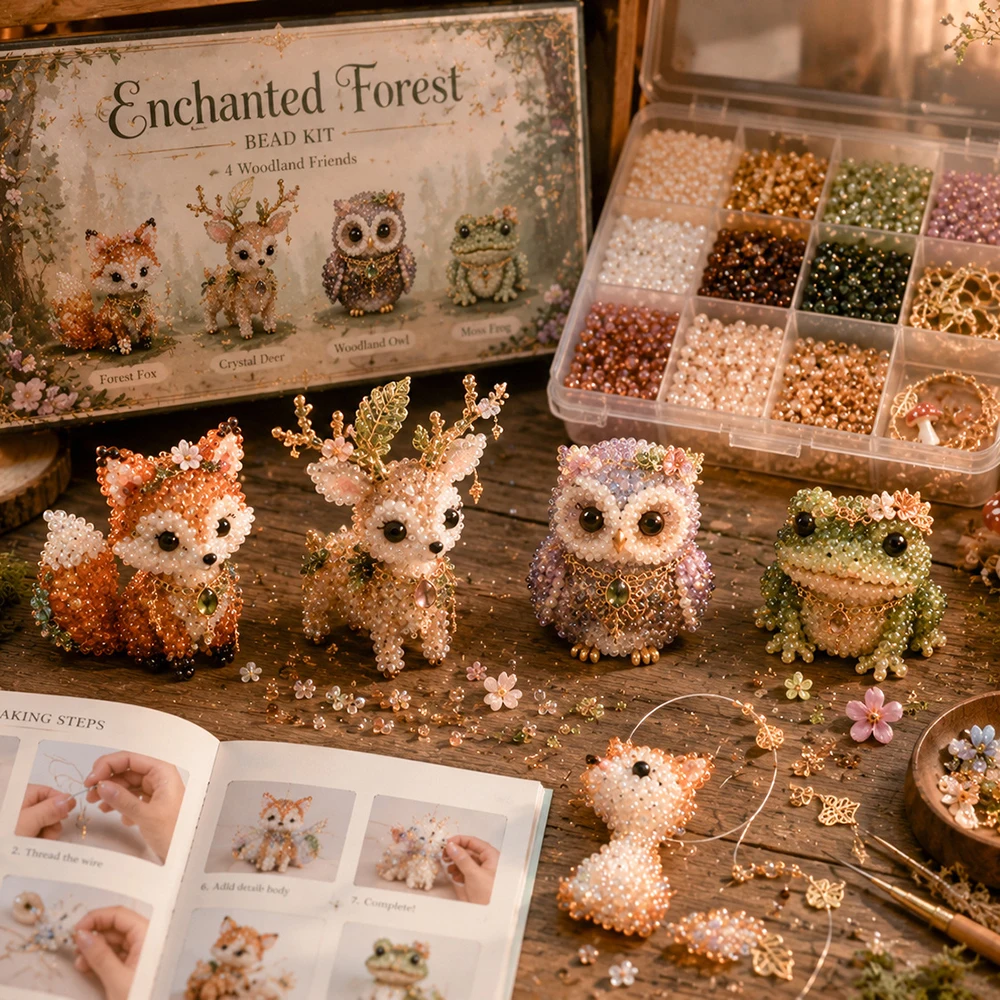 새롭고 귀여운 3D 비즈 북극 동물 DIY 키트 - 부엉이, 여우, 곰, 고래 비즈 공예 세트 - 초보자 친화적인 수제 비즈 자수 애호가들을 위한