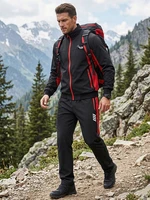 Ensemble de survêtement colorblock imprimé Run Letter pour homme – Veste de sport athlétique et pantalon avec poches zippées 6