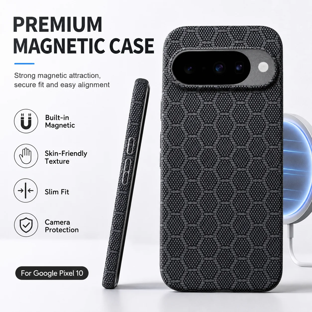 Magnetic Kevlar Carbon Fiber Textured Drop-Proof Phone Case