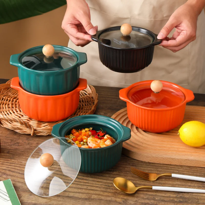 Small Ceramic Casserole Korean Creative Vertical Pattern Soup Pot Cooking  Supplies Kitchenware Saucepan Kitchen Cookware