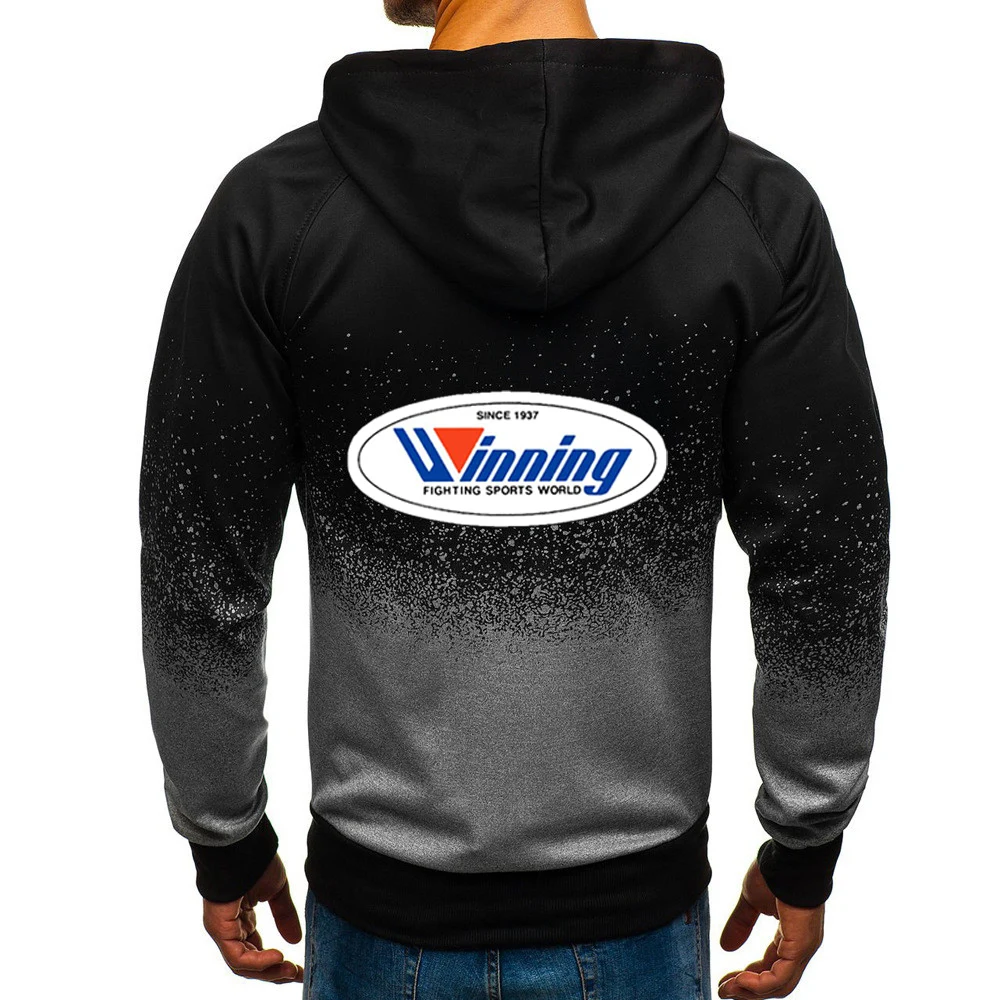 Cotton Gradient Color Mens Hoodie Zipper Pullover Sweatshirt