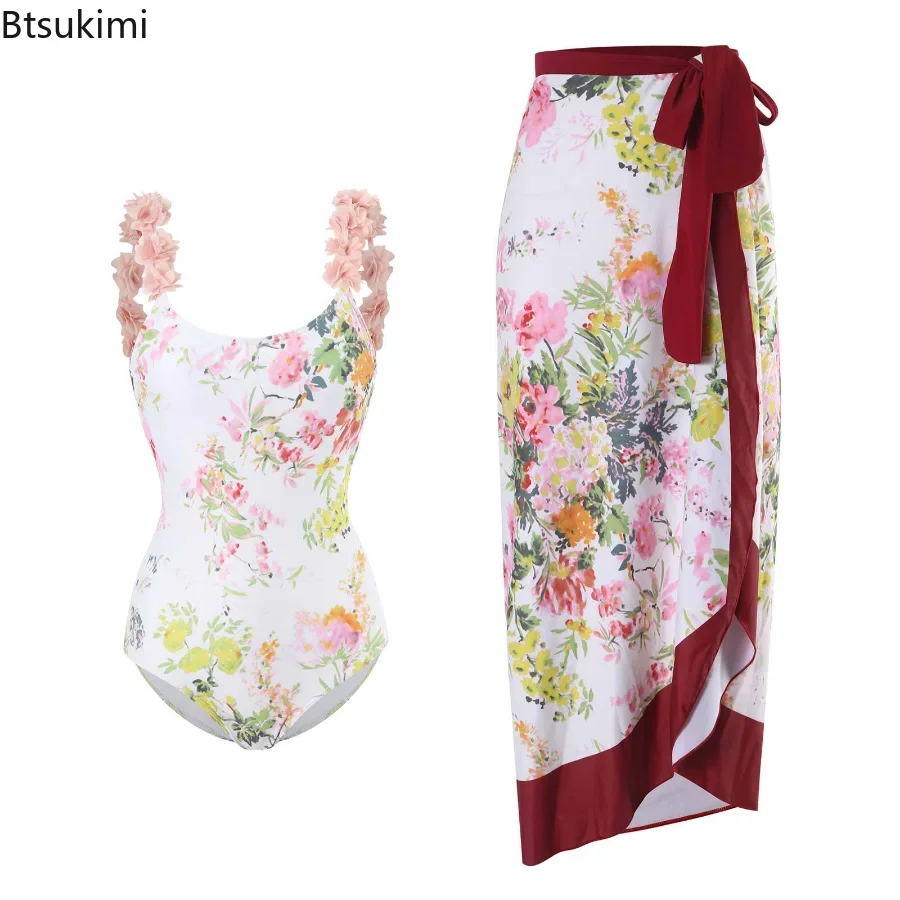 New 2024 Women's Summer Push Up Bikini Set Floral Printed Ruffle Bikinis Strappy Bandage Swimwear Brazilian Biquini Bathing Suit