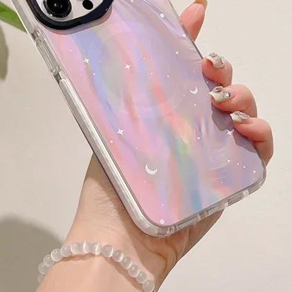 MagSafe Acrylic Polar Lights Phone Case Cover for IPhone 11 12 13 14 15 Pro Max Case for IPhone 15 Pro Max