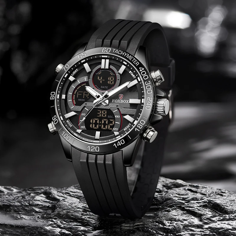 LIGE Luxury Original Men Sports Wrist Watch Big Quartz Steel Waterproof Dual Display Clock Watches Relogio Masculino For Men