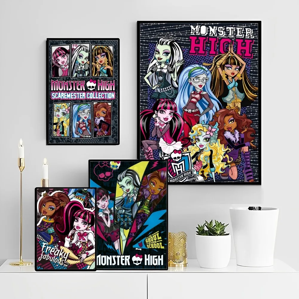 

Cartoon M-Monster H-High Poster Self-adhesive Art Poster Retro Kraft Paper Sticker DIY Room Bar Cafe Vintage Decorative