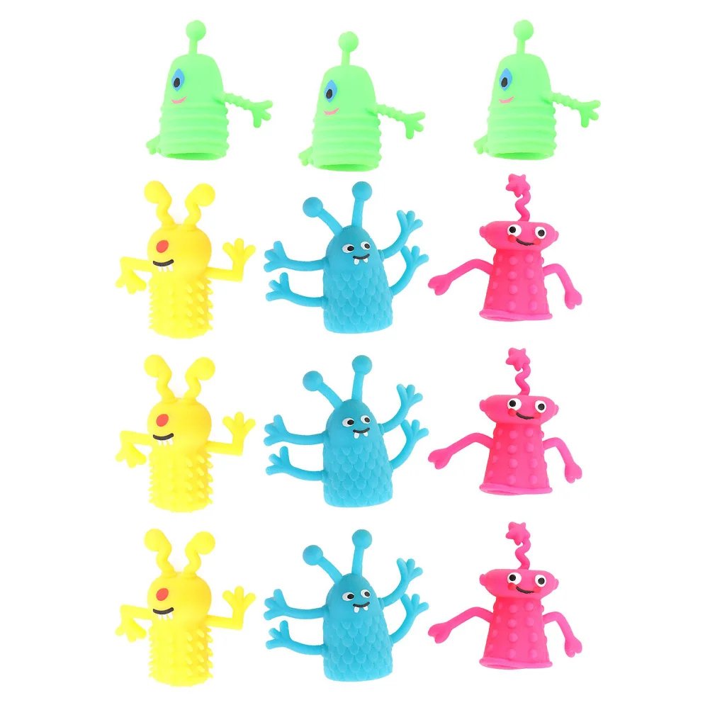 Colourful Plastic Cute Mini Animal Monster Finger Dolls Children Hand Puppets Parents Storytelling Props dolls bed story learning family finger puppets familys members storytelling puppet familys hand puppets story hand puppet