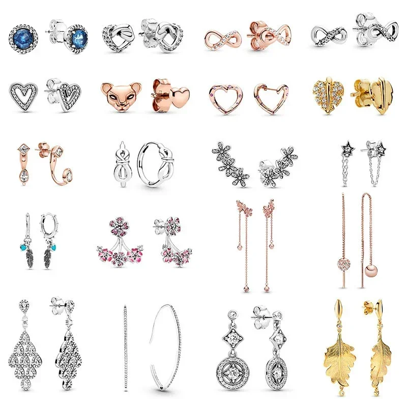 

High Quality 925 Sterling Silver Pan Charm Fashion Earrings with Original Stenciled Wedding Party Evening Woman Jewelry Gift