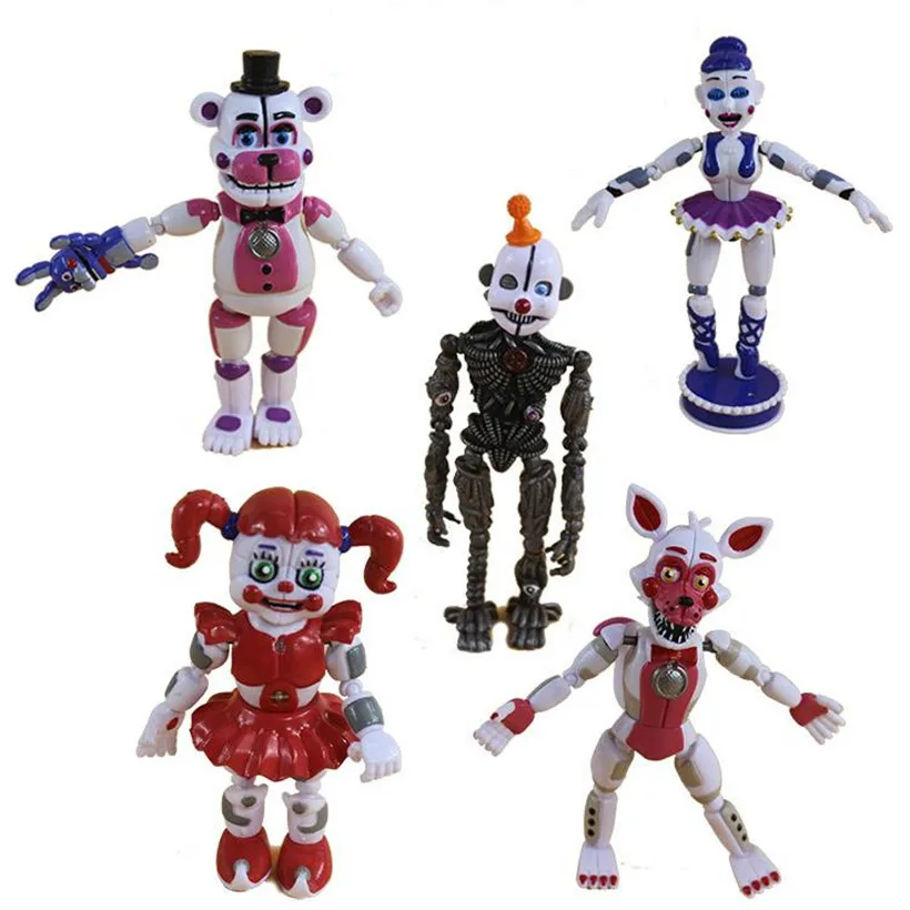 

5 Pcs/Set Five Night At Freddy Fnaf Game Sister Girls Style Action Figure Model Anime Bonnie Bear Foxy Freddy Toys Child Gifts
