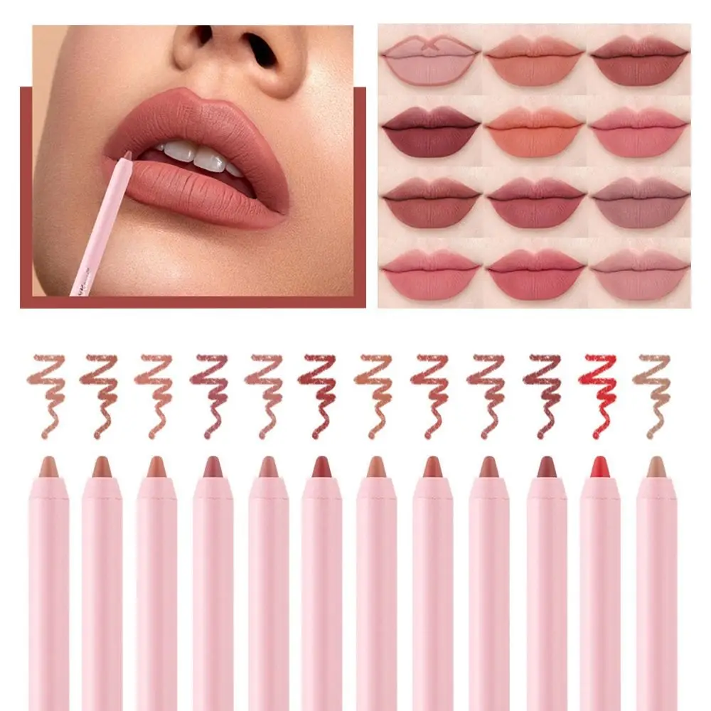 

12 шт. матовая стойкая бархатистая нюдовая долгостойкая подводка для губ Карандаш-помада набор подводки для губ блеск для губ