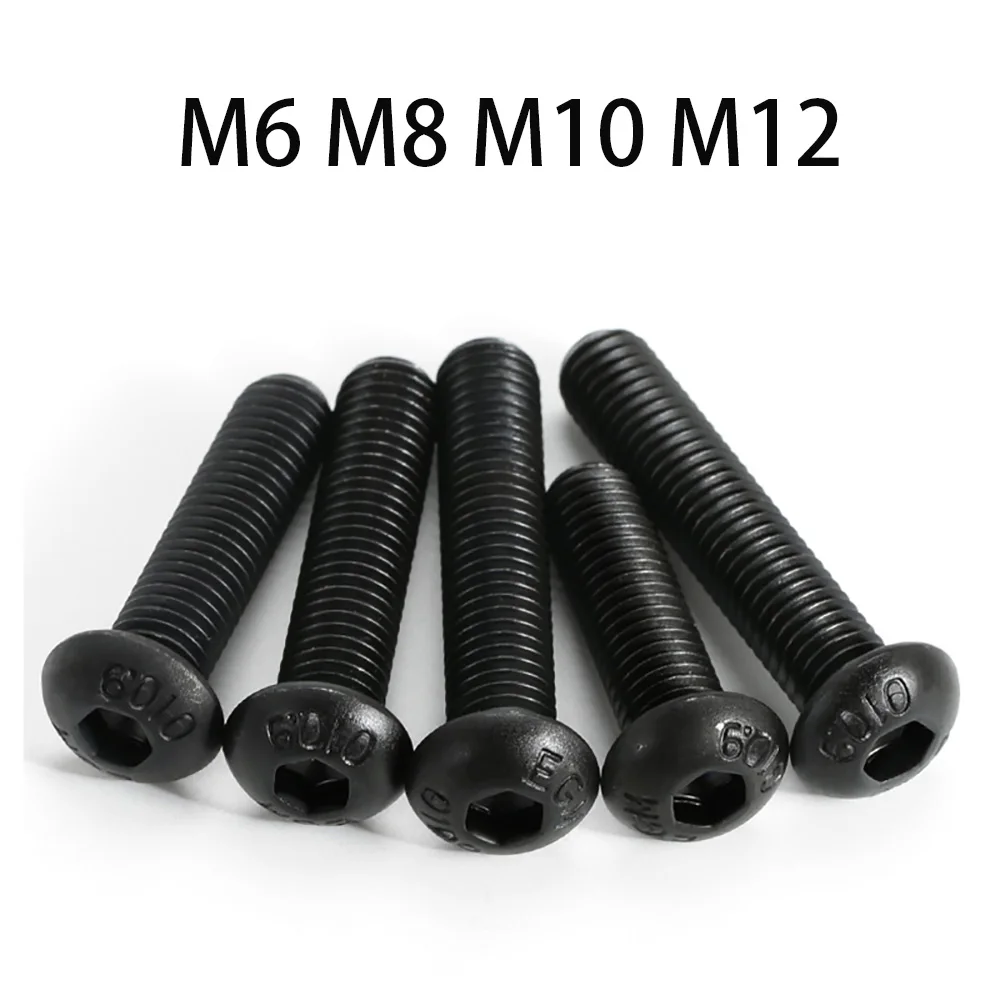 

Black Grade 10.9 Carbon Steel Hexagon Socket Mushroom Head Screw Bolt M6 M8 M10 M12 Round Pan Head Hex Socket Screws Allen Bolts