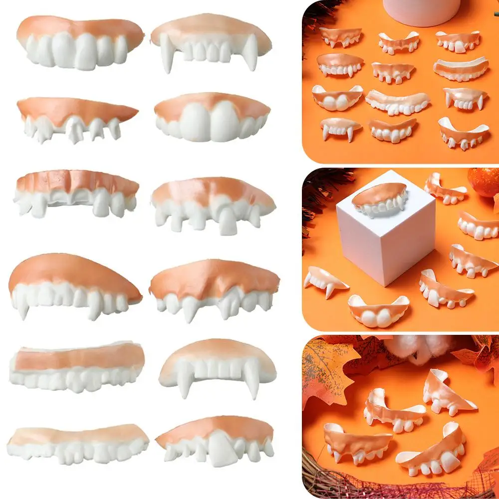 12Pcs Funny Creative Halloween Decoration Party Bags Tooth Toy Rotten Teeth Horror Toys