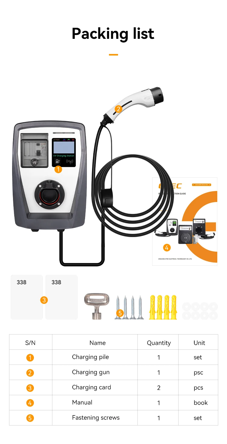 EKEC 7.6kw 32a type 2 electric vehicle charger car charging station 22kw wallbox