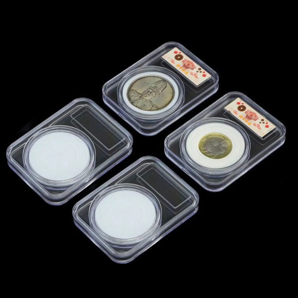 10Pcs Universal Coin Capsule Holder Storage Box Display Slab Case for 16mm 20mm 25mm 27mm 30mm 38mm 46mm Medal Coin Collection Storage Box Self Adhesive Storage Box Coin Holder Transparent Storage Box Lockable Storage Box Plastic Coin Holder