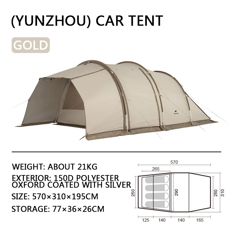zuurgraad Advertentie Trekken Naturehike 3-4 Persons Camping Car Tent Outdoor Travel Shelter Sun  Protection Silver Coated Tunnel Tent Trip Hike Equipments - Tents -  AliExpress