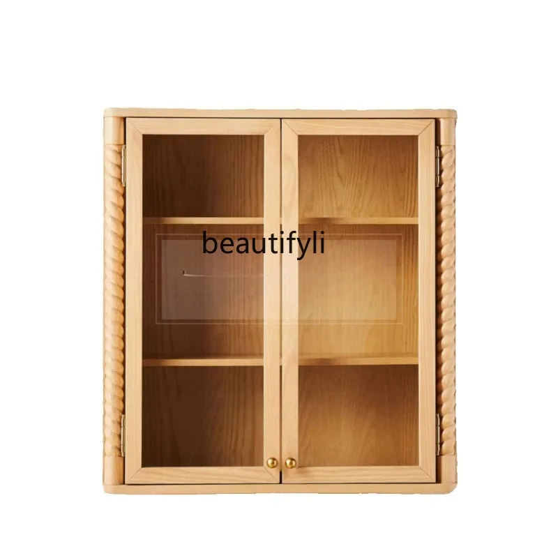 

American-Style Solid Wood Closet Living Room Hanging Racks Bathroom Balcony Wall Storage Wall Cupboard Hallway Display Cabinet