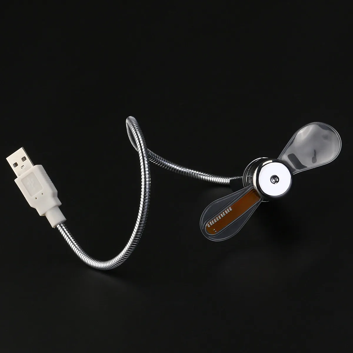 미니 USB 팬 실버 41cm 길이, 64가지 다채로운 LED 패턴, 데스크탑 노트북용 원형 디스플레이, 드라이버 필요 없음, 가젯