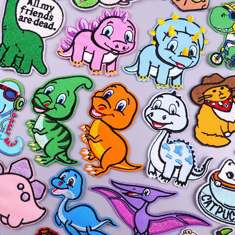 

Cute Dinosaur Embroidery Patch For Clothing Animal Applique Iron On Patches DIY Cartoon Patches On Kids Clothes Stickers Badges
