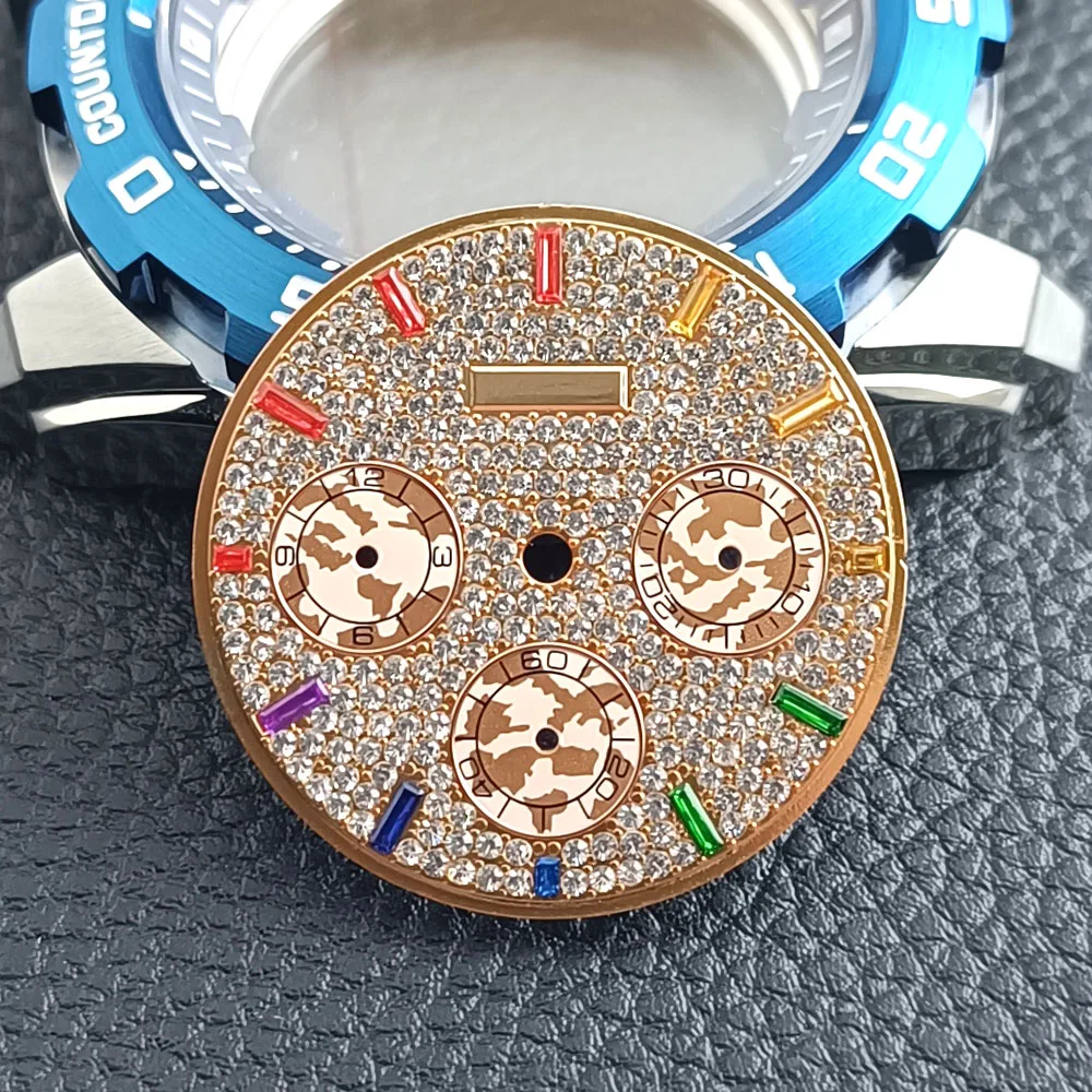 VK63 dial panda dial luminous dial suitable for 39.3mm case quartz