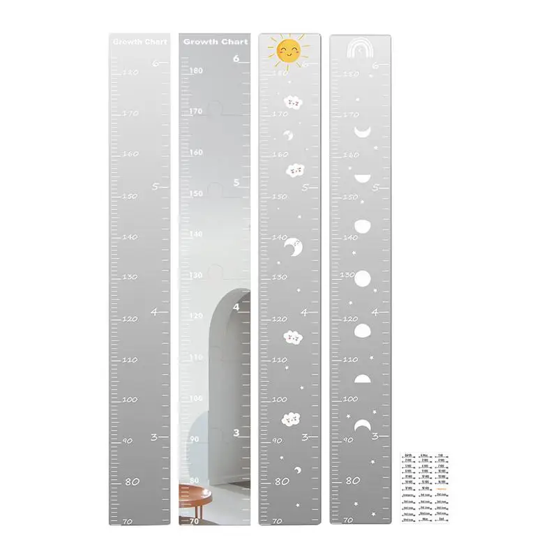 Acrylic Child Growth Chart Mirror for Wall Mirror Foldable Height Measuring Ruler Wall Decoration Full Body