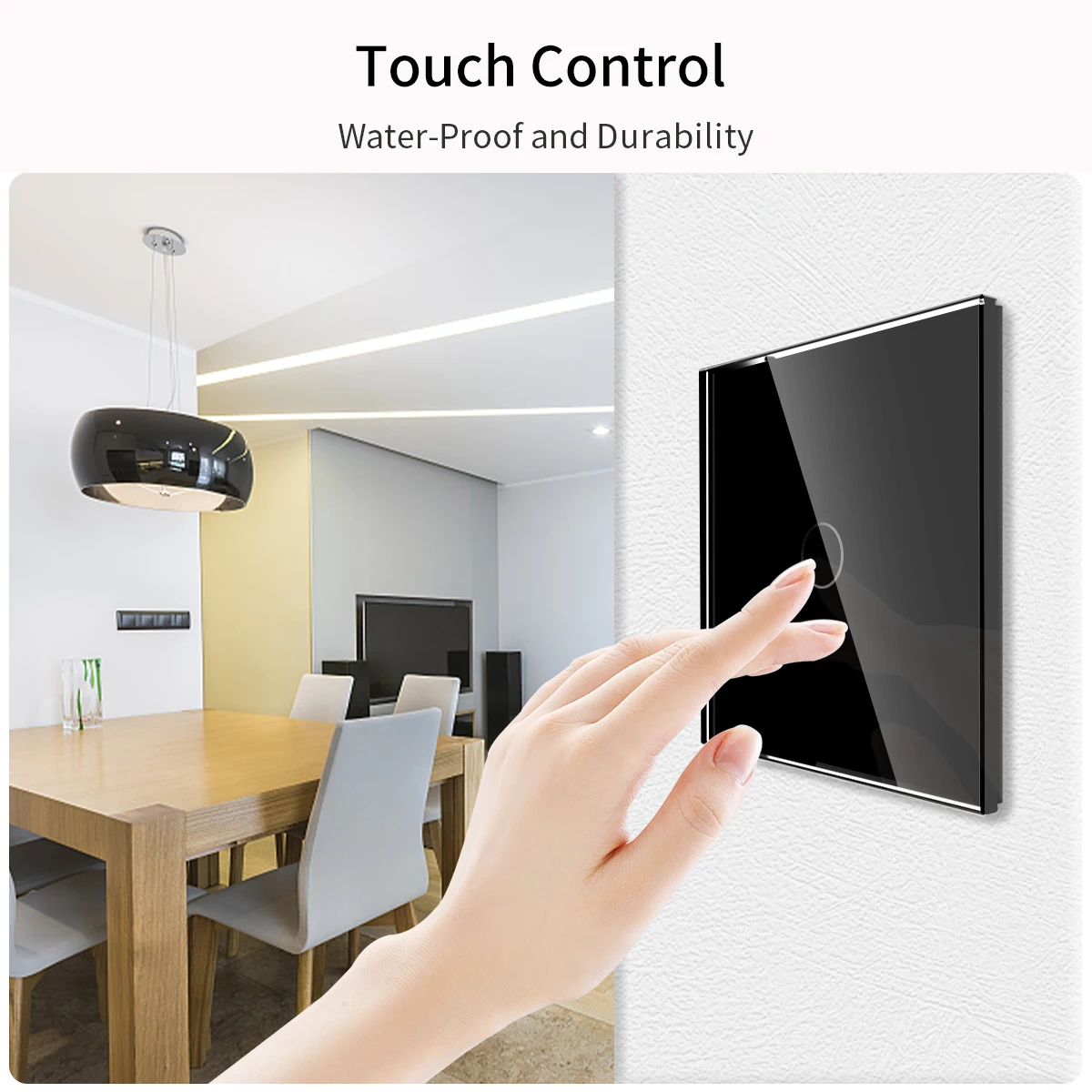 Description Picture 2 of itemTouchMi Wifi Smart Switch and Smart Socket Power Monitor with Black Crystal Glass Panel Need or NO Neutral Home Improvement