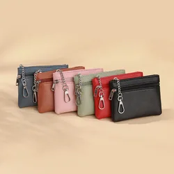 Elegant PU Leather Double Layer Coin Purse and Card Holder with Zipper (Random color 1pcs)