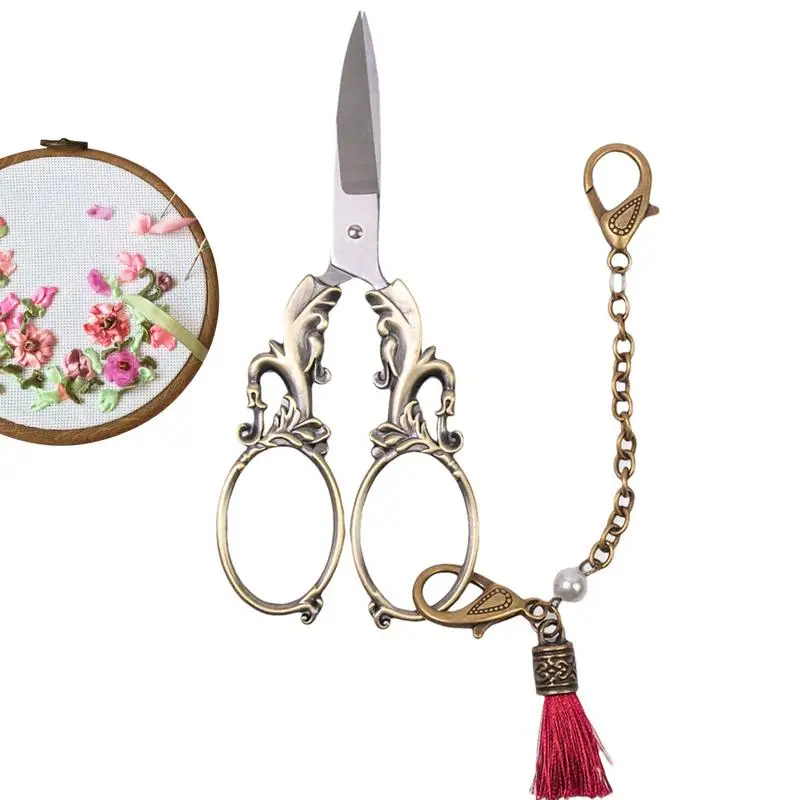 

Knitting Scissors Small Craft Scissors Retro European Style Crochet Scissors With Chain DIY Tool For Art Work Embroidery &