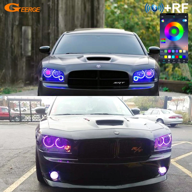 elf bar vape uk For Dodge Charger 2006 2007 2008 2009 2010 Bluetooth App RF Remote  Multi-Color Ultra Bright RGB LED Angel Eyes Kit Halo Rings