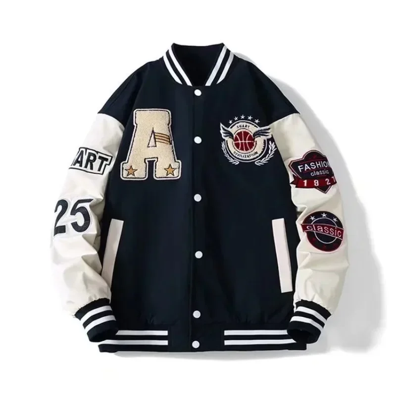 

Patchwork Bone Streetwear Varsity Unisex College Harajuku Jackets Hop Men Leather Hip Bomber Jacket Letter Baseball Women Coats