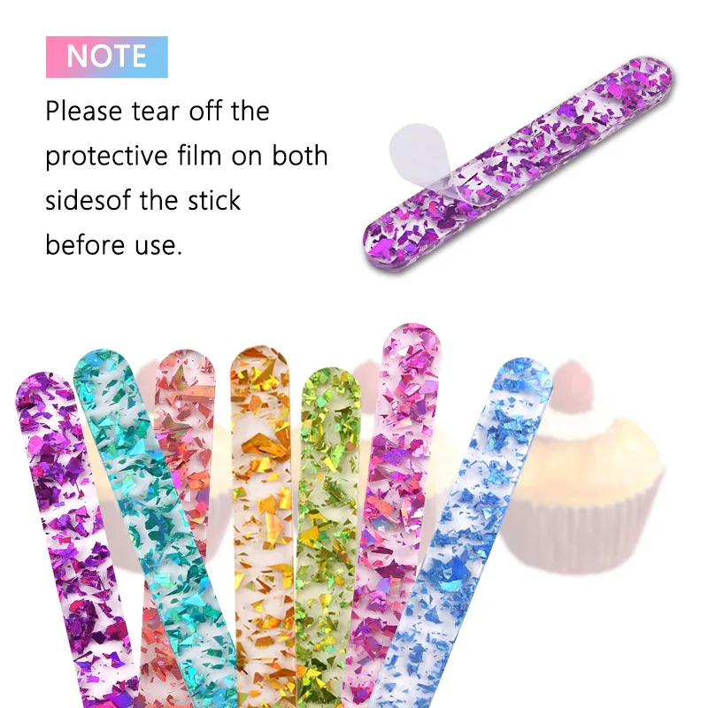 10pcs Food Grade Acrylic Ice Cream Sequin Sticks New Summer Homemade Popsicle Accessories Reusable Creative Kitchen Model Stick