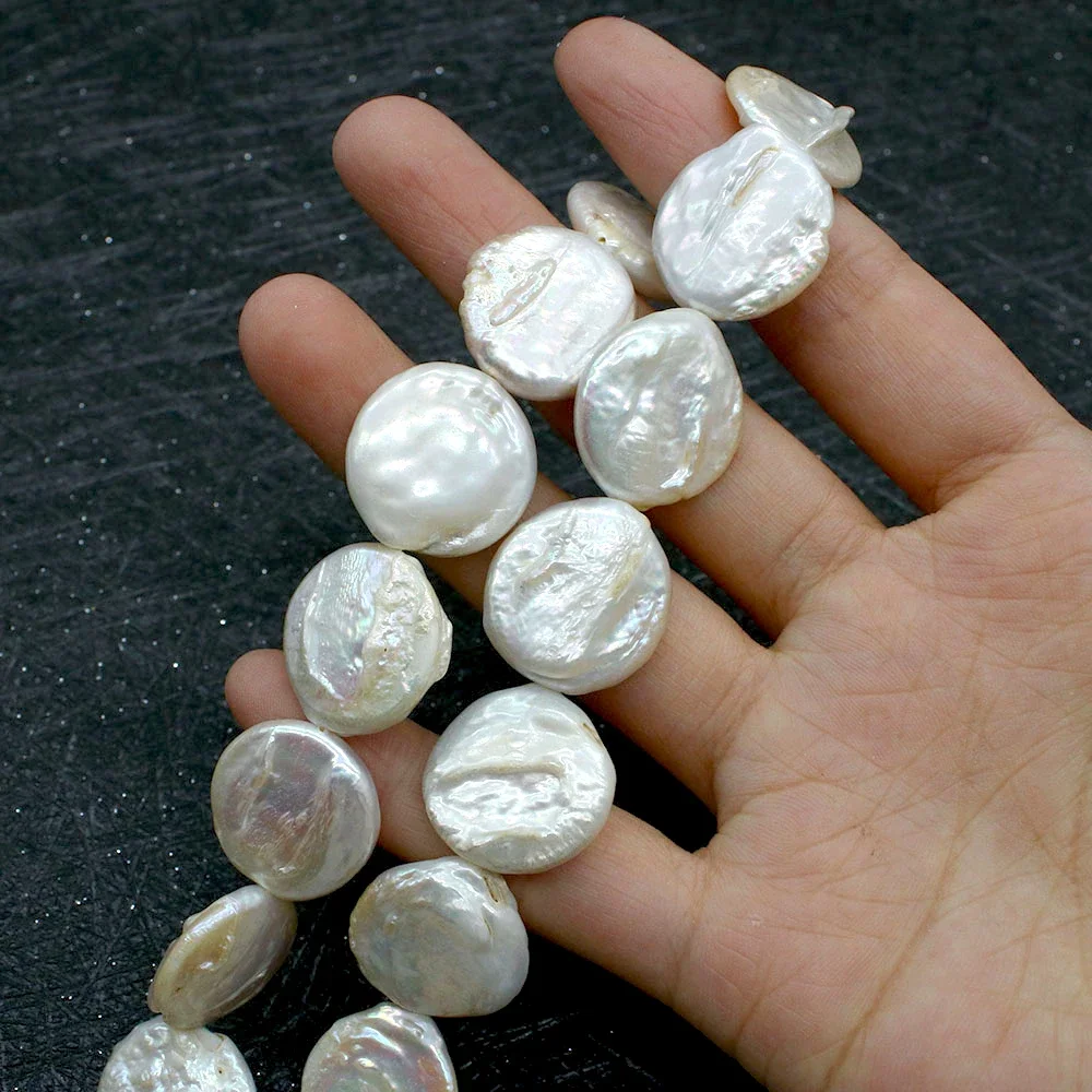 Natural Freshwater Pearls 100% Button Pearl Beads Baroque Flat Round Beads for Jewelry Making DIY Earrings Necklace Accessories