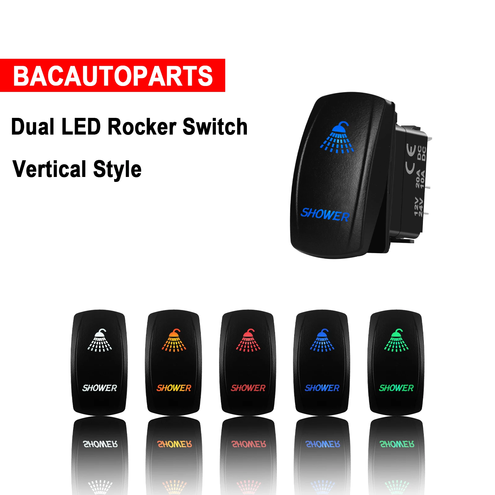 12V Spst 5Pin On Off Dual Led Light Shower Interruttore A Bilanciere Per Auto Marine Boat Auto Truck Accessori Per Auto Impermeabile Ip68