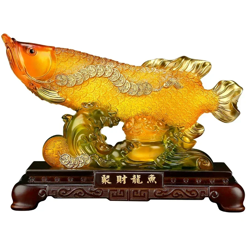 

Lucky Arowana Decorative Ornament , Modern Resin Art Sculpture，home living room tv wine cabinet ornaments store opening gift