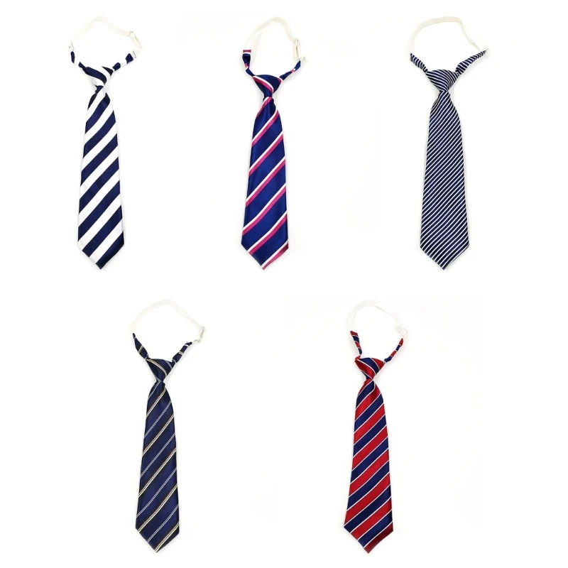 

MXMB Pre-tied Tie for Women Uniform Necktie Elastic Strap Striped Pattern for Girls School Uniforms Adjustable 5 Color