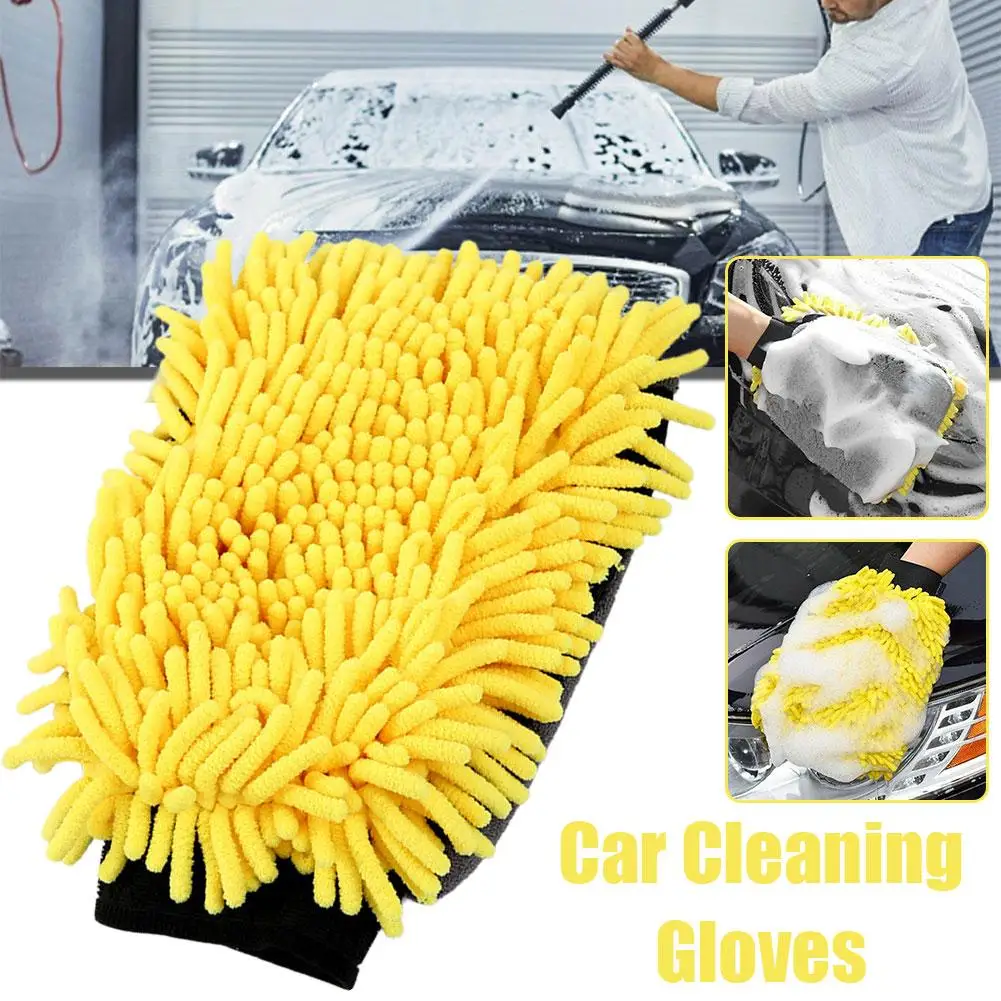 

New Car Wash Microfiber Chenille Gloves Thick Car Cleaning Brush Accessroies Glove Wax Care Mitt Double-faced Auto Detailin Q2U7