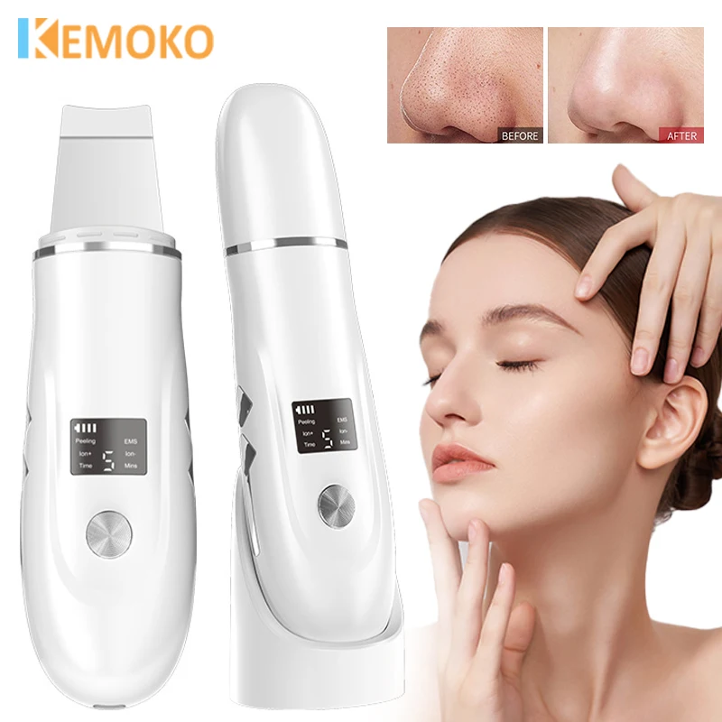 Ultrasonic Skin Scrubber Ance Pore Cleaner Peeling Blackhead Remover Deep Face Cleaning Ion Facial Shovel Facial Cleaning Device