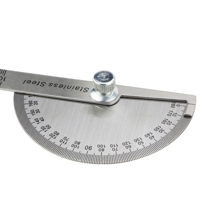 Stainless Steel Protractor Angle Gauge 180 Degrees 0-10CM Adjustable Measuring Tool