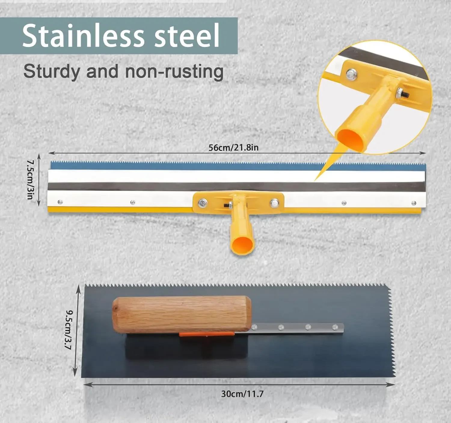 Kit, Floor Roller with Extension Bar and Splash Guard, Shoe with Spikes, Epoxy Flooring Tool, Stainless Steel Trowel, Self Level 4